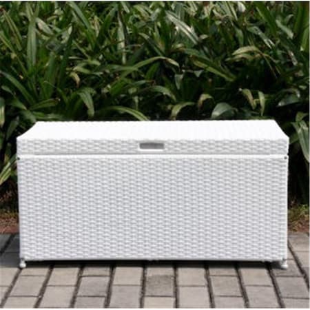 Patioplus Outdoor White Wicker Patio Furniture Storage Deck Box PA3009384